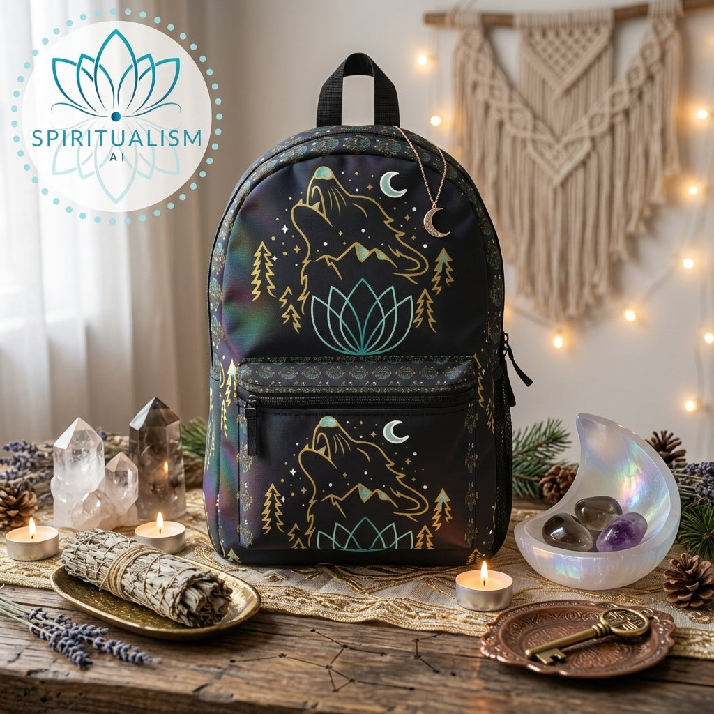 Celestial Wolf Backpack | Wolf Spirit Animal Bag | Spiritualism AI