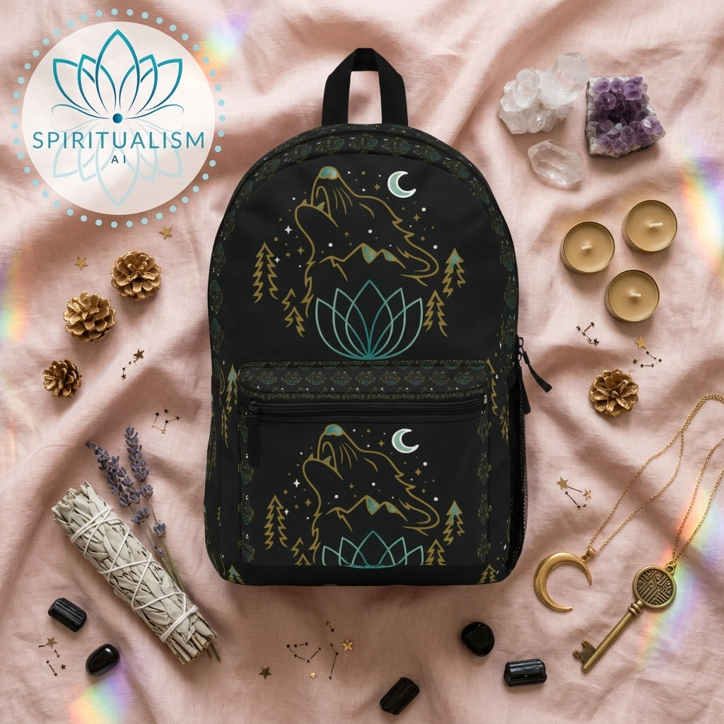 Celestial Wolf Backpack | Wolf Spirit Animal Bag | Spiritualism AI