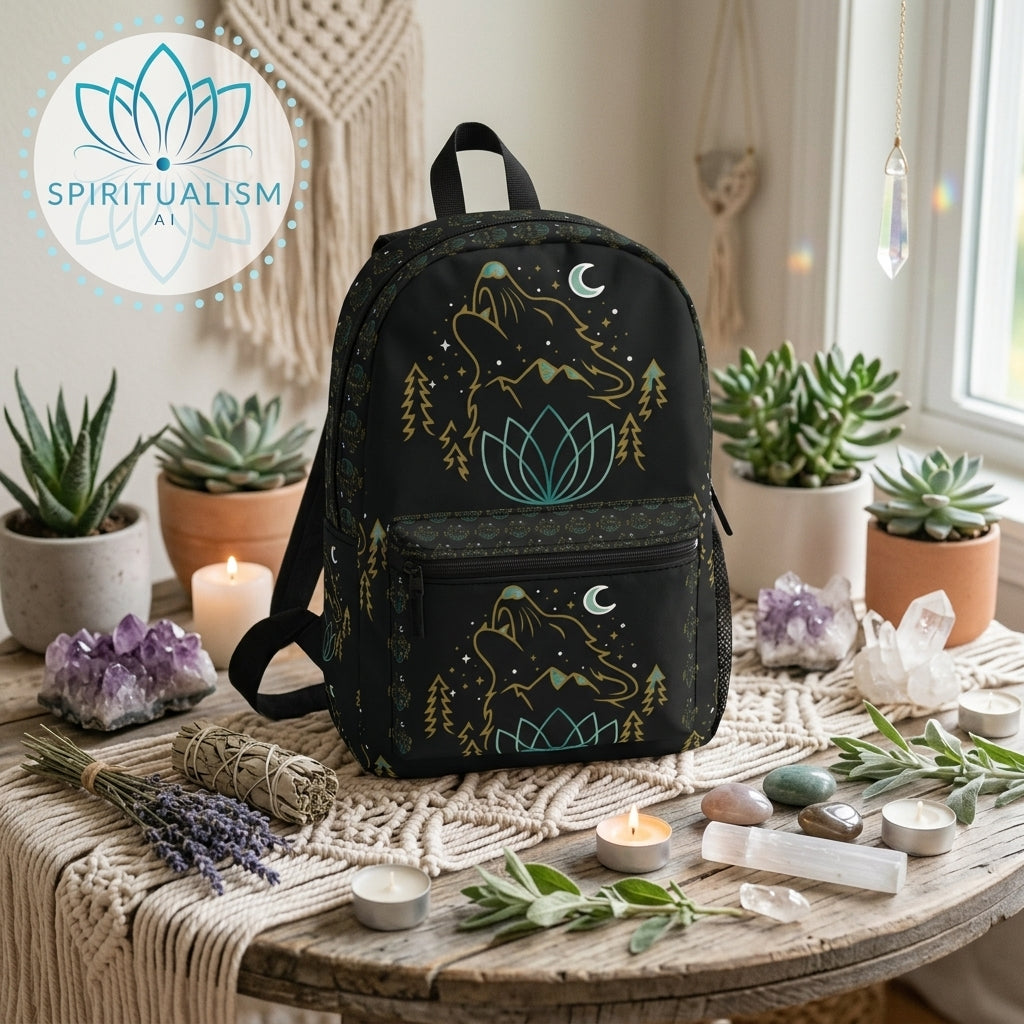 Celestial Wolf Backpack | Wolf Spirit Animal Bag | Spiritualism AI