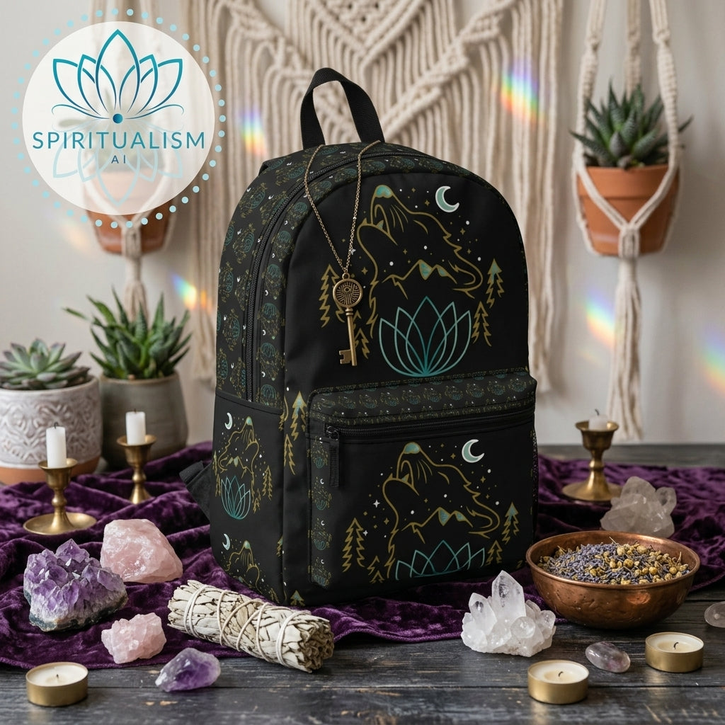 Celestial Wolf Backpack | Wolf Spirit Animal Bag | Spiritualism AI