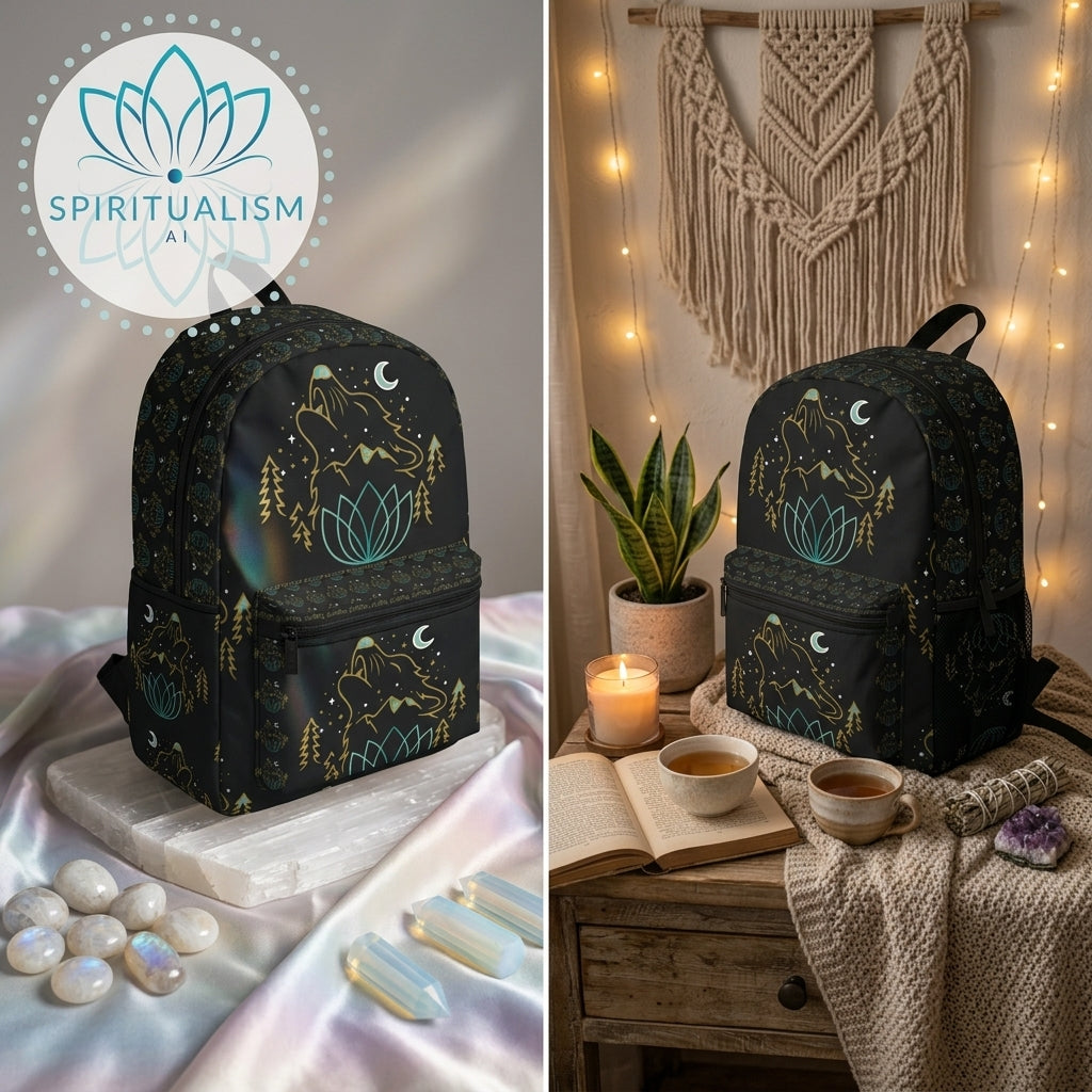 Celestial Wolf Backpack | Wolf Spirit Animal Bag | Spiritualism AI