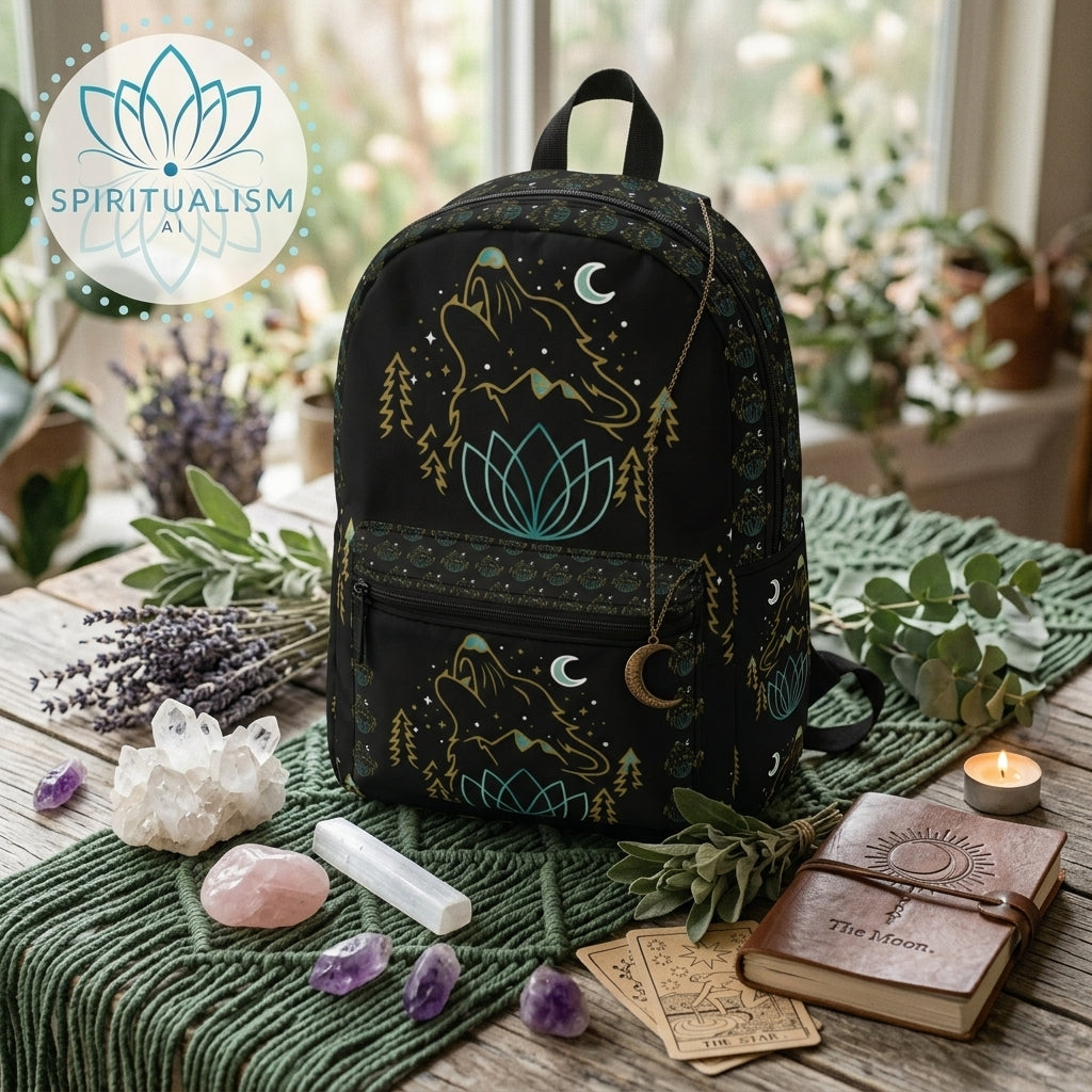 Celestial Wolf Backpack | Wolf Spirit Animal Bag | Spiritualism AI