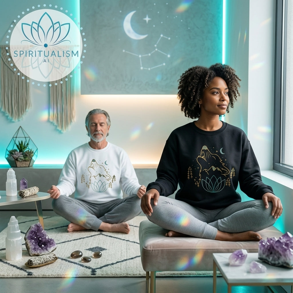 Celestial Wolf Crewneck | Moon Wolf Graphic Pullover | Spiritualism AI