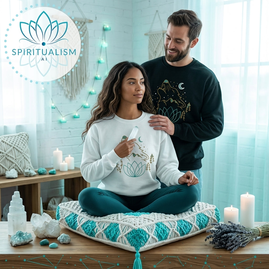 Celestial Wolf Crewneck | Moon Wolf Graphic Pullover | Spiritualism AI