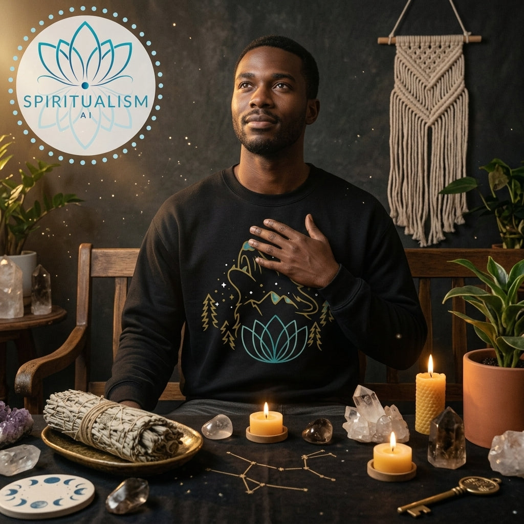 Celestial Wolf Crewneck | Moon Wolf Graphic Pullover | Spiritualism AI