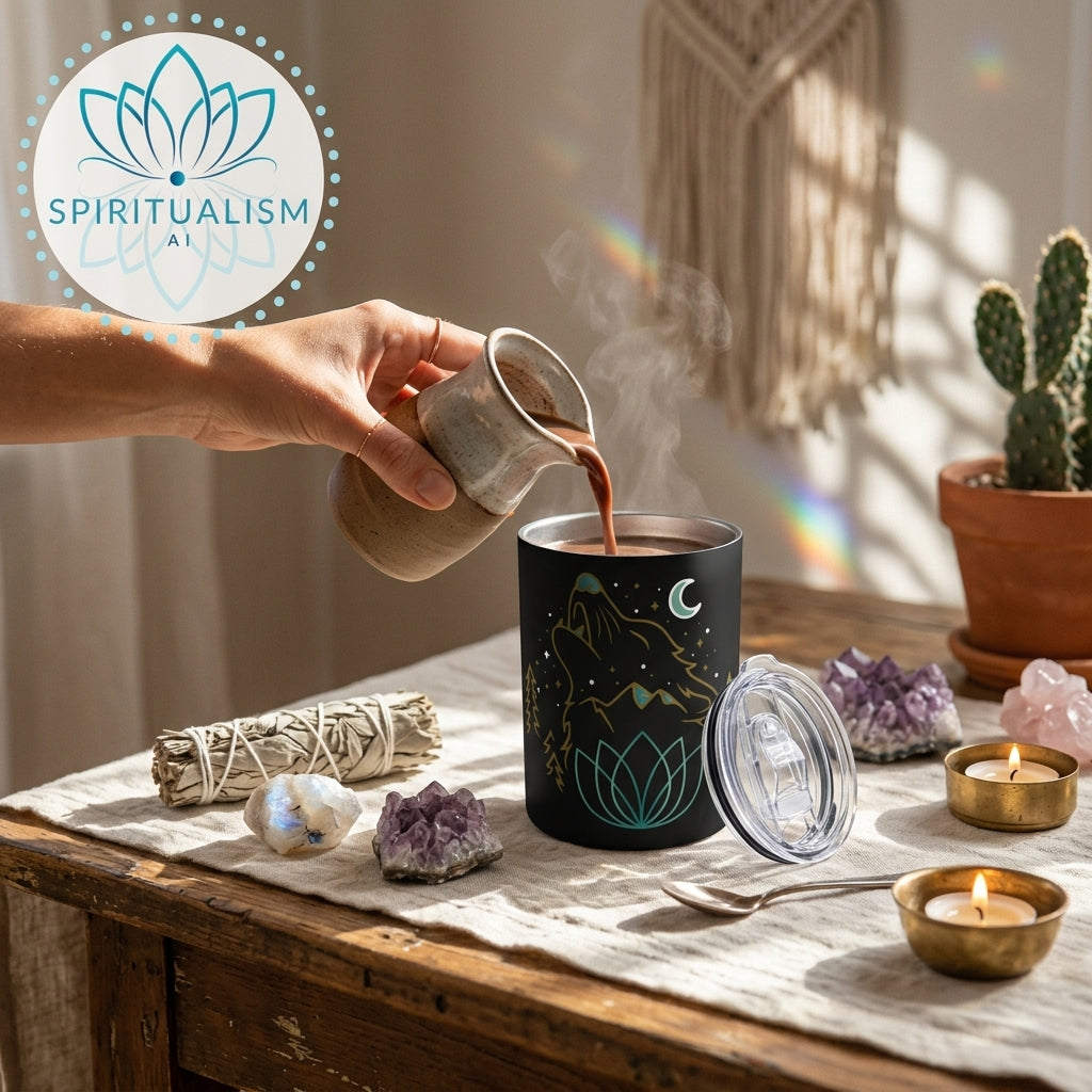 Celestial Wolf 10oz Tumbler | Wolf Spirit Animal Cup | Spiritualism AI