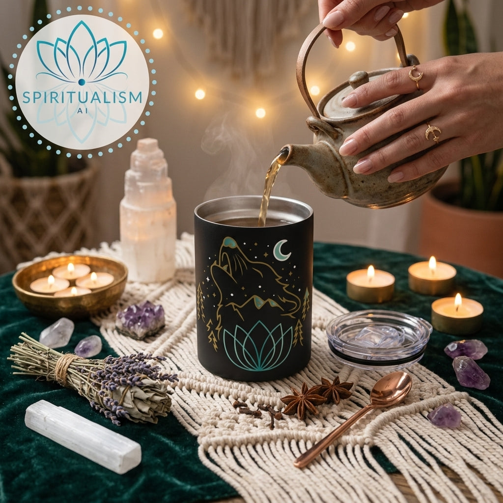 Celestial Wolf 10oz Tumbler | Wolf Spirit Animal Cup | Spiritualism AI