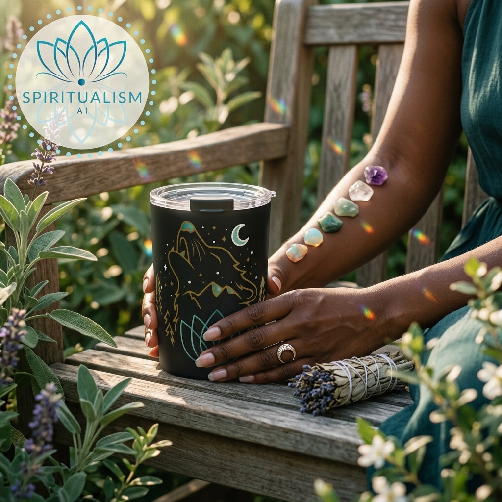 Celestial Wolf 10oz Tumbler | Wolf Spirit Animal Cup | Spiritualism AI