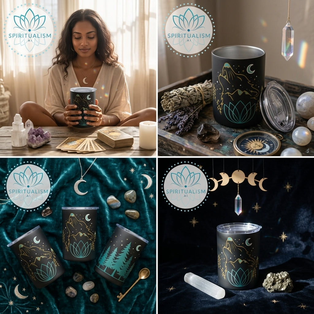 Celestial Wolf 10oz Tumbler | Wolf Spirit Animal Cup | Spiritualism AI