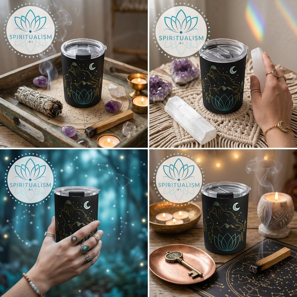 Celestial Wolf 10oz Tumbler | Wolf Spirit Animal Cup | Spiritualism AI