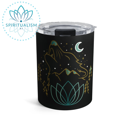 Celestial Wolf 10oz Tumbler | Wolf Spirit Animal Cup | Spiritualism AI