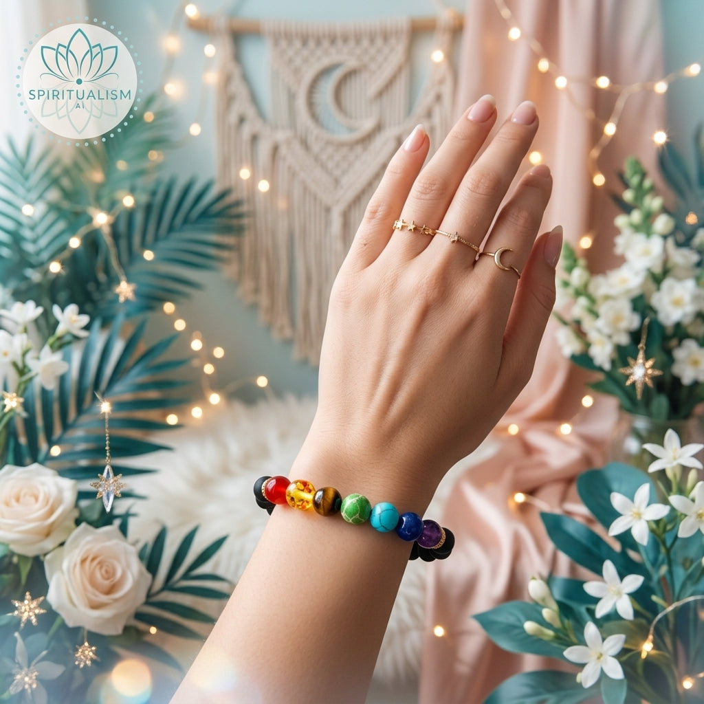 7 Chakra Crystal Bracelet | Natural Stone Lava Rock Bracelet | Spiritual Gift | Stardust Market