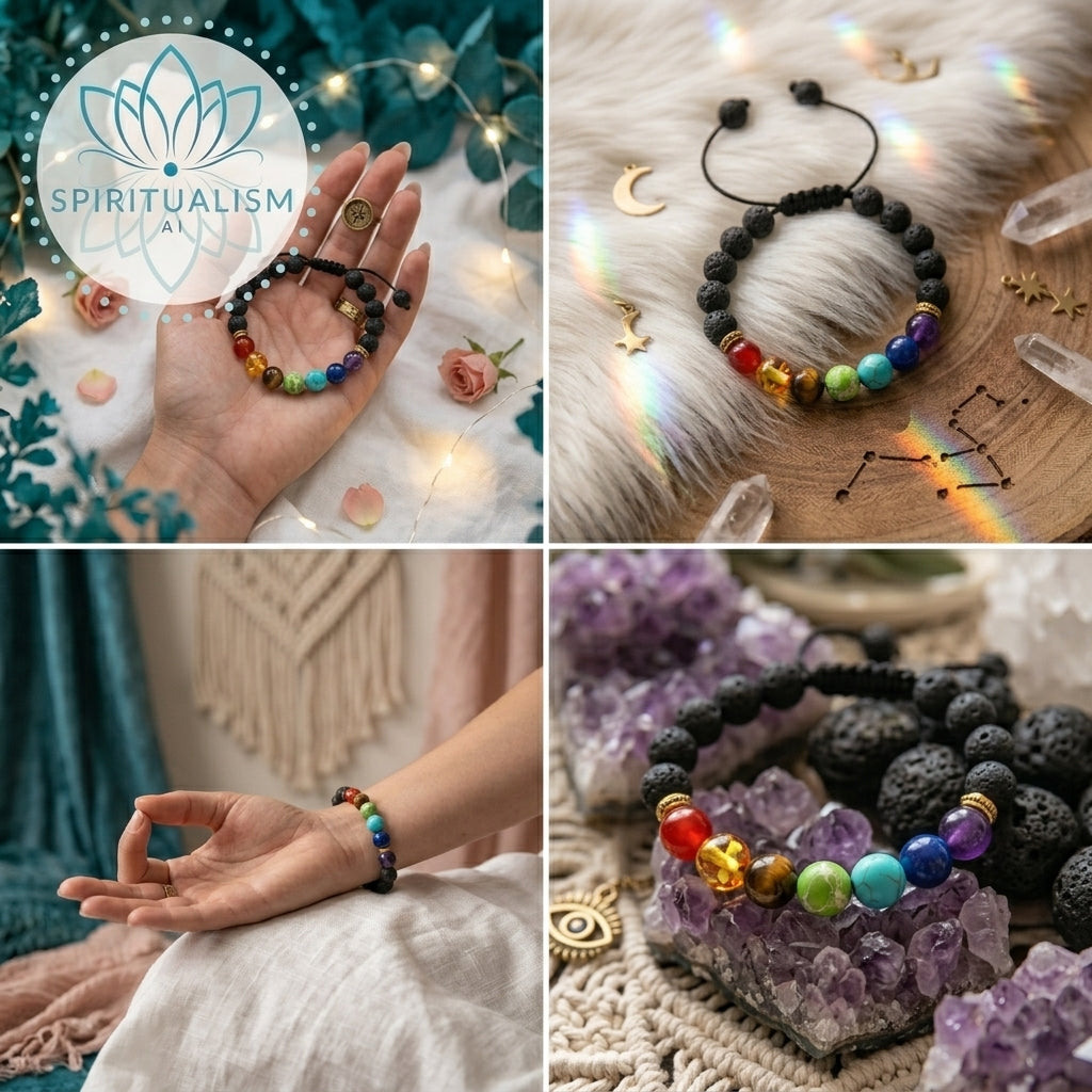 7 Chakra Crystal Bracelet | Natural Stone Lava Rock Bracelet | Spiritual Gift | Stardust Market