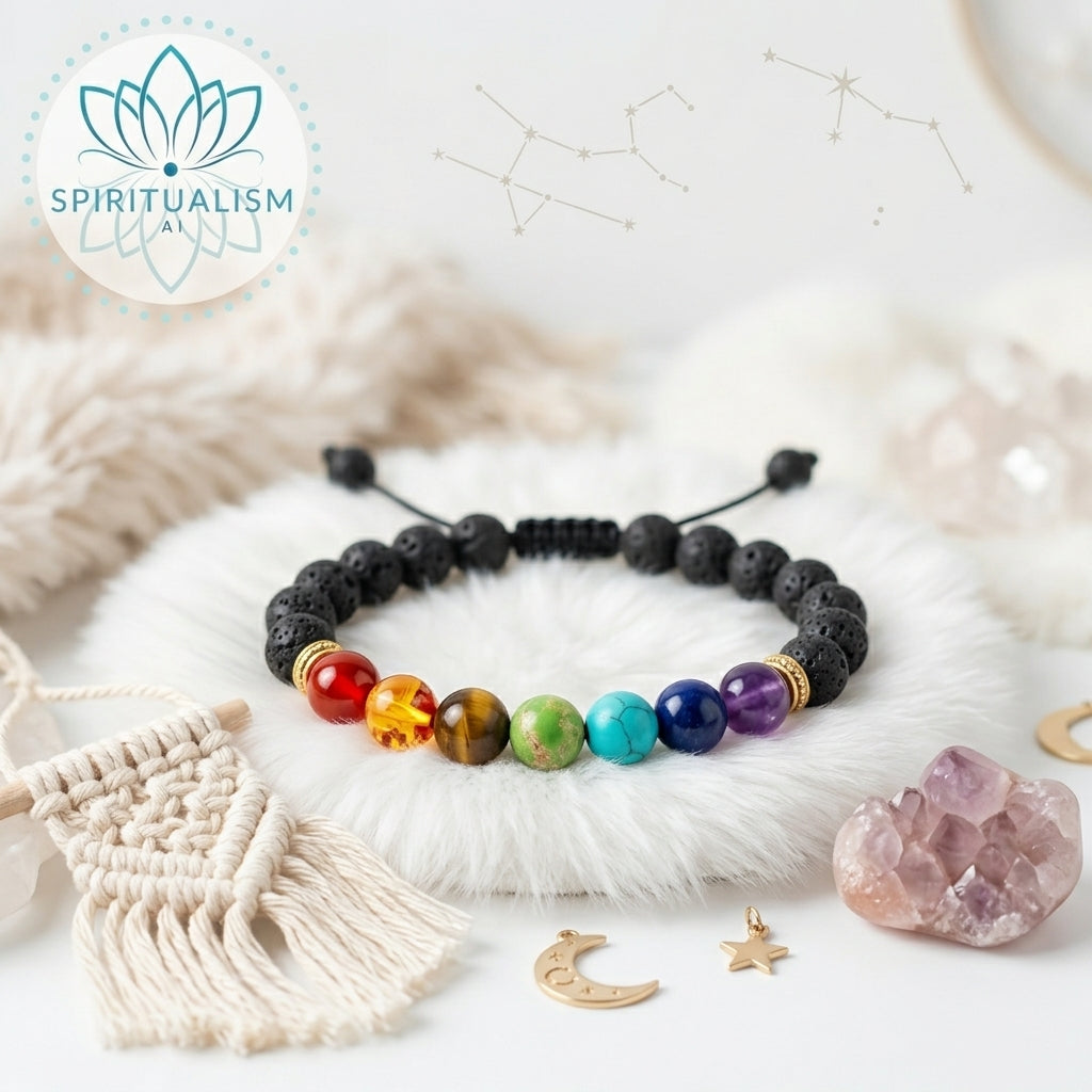 7 Chakra Crystal Bracelet | Natural Stone Lava Rock Bracelet | Spiritual Gift | Stardust Market