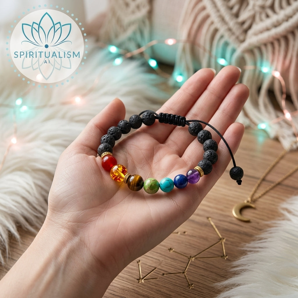 7 Chakra Crystal Bracelet | Natural Stone Lava Rock Bracelet | Spiritual Gift | Stardust Market