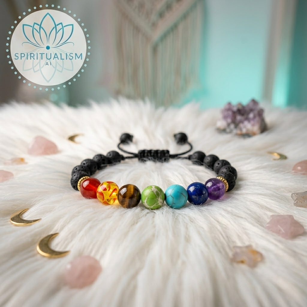 7 Chakra Crystal Bracelet | Natural Stone Lava Rock Bracelet | Spiritual Gift | Stardust Market