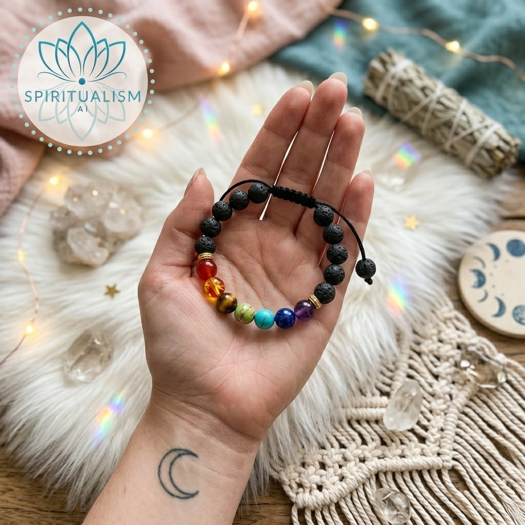7 Chakra Crystal Bracelet | Natural Stone Lava Rock Bracelet | Spiritual Gift | Stardust Market