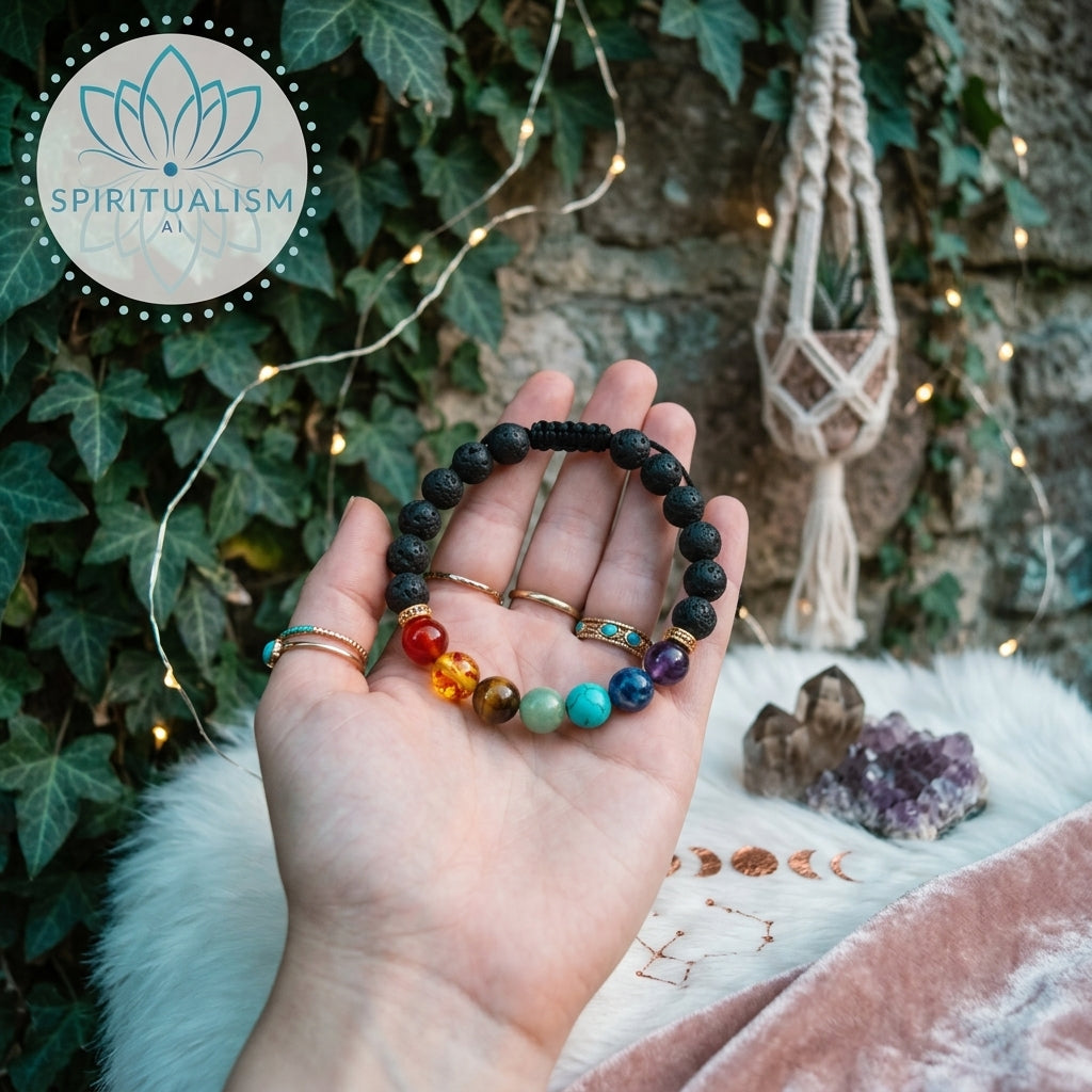 7 Chakra Crystal Bracelet | Natural Stone Lava Rock Bracelet | Spiritual Gift | Stardust Market