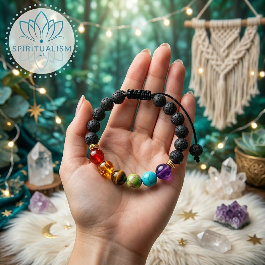7 Chakra Crystal Bracelet | Natural Stone Lava Rock Bracelet | Spiritual Gift | Stardust Market