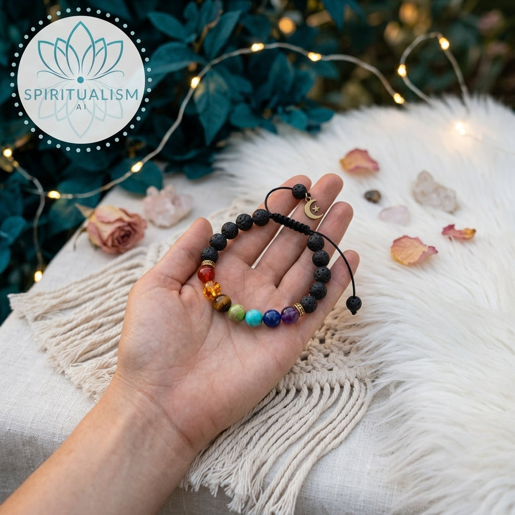 7 Chakra Crystal Bracelet | Natural Stone Lava Rock Bracelet | Spiritual Gift | Stardust Market