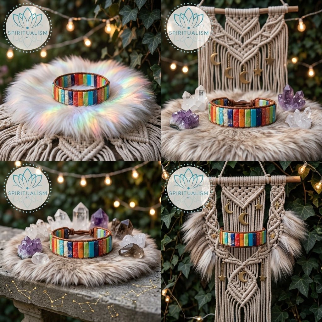 7 Chakra Imperial Jasper Bracelet | Natural Stone Leather Wrap | Spiritual Gift | Stardust Market