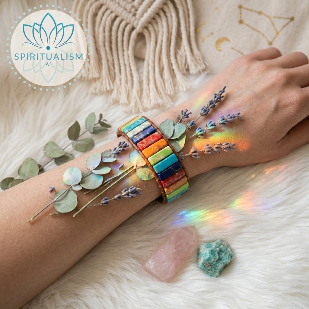 7 Chakra Imperial Jasper Bracelet | Natural Stone Leather Wrap | Spiritual Gift | Stardust Market