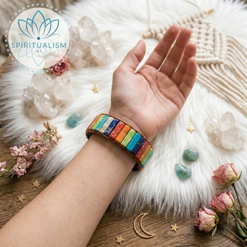 7 Chakra Imperial Jasper Bracelet | Natural Stone Leather Wrap | Spiritual Gift | Stardust Market