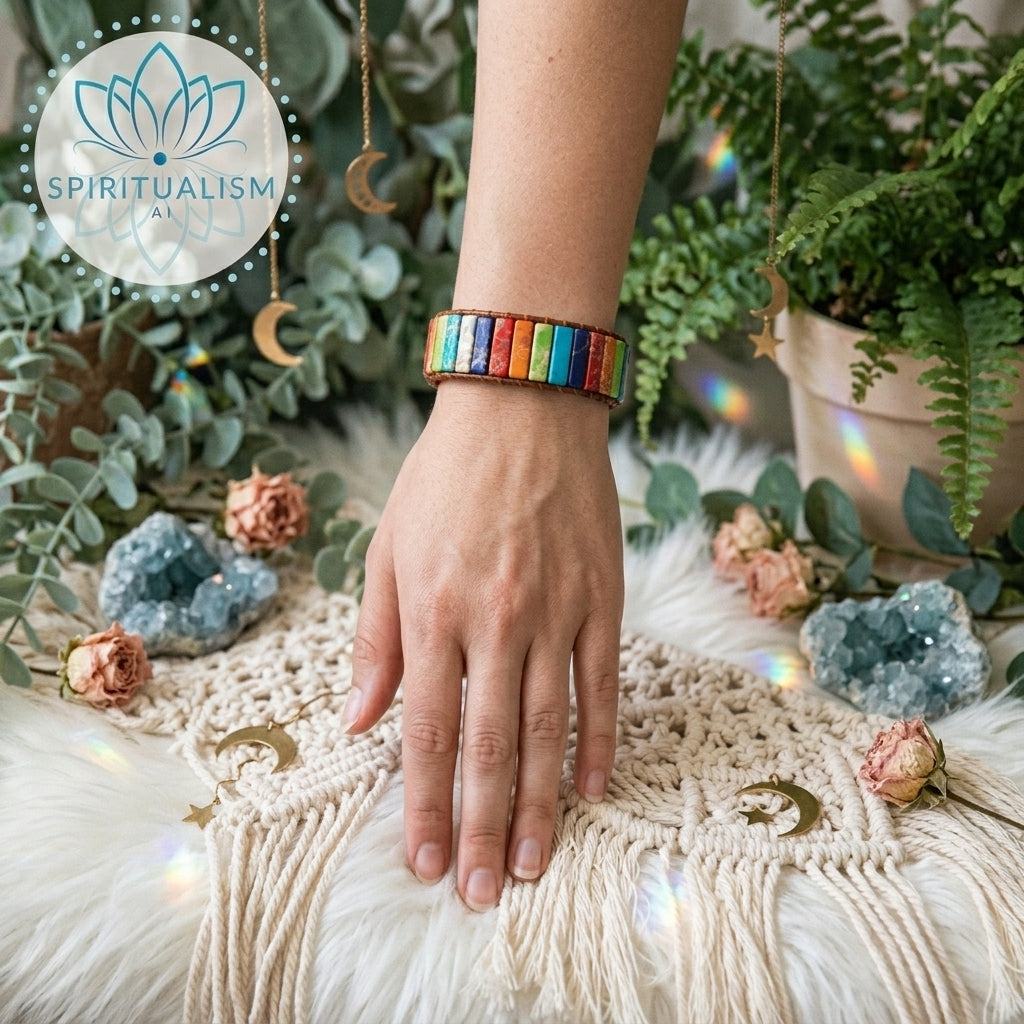7 Chakra Imperial Jasper Bracelet | Natural Stone Leather Wrap | Spiritual Gift | Stardust Market