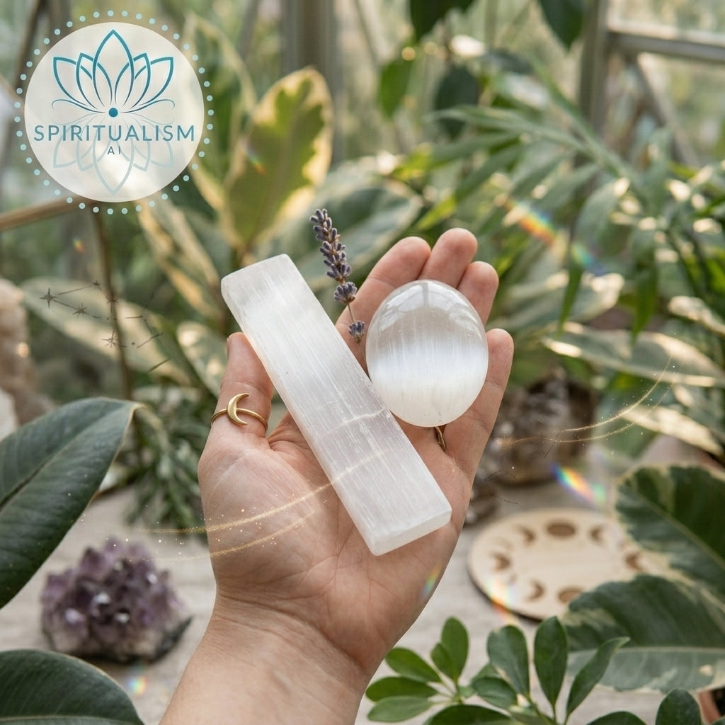Selenite Bundle | Palm Stone + Slab | Crystal Cleansing Set | Stardust Market