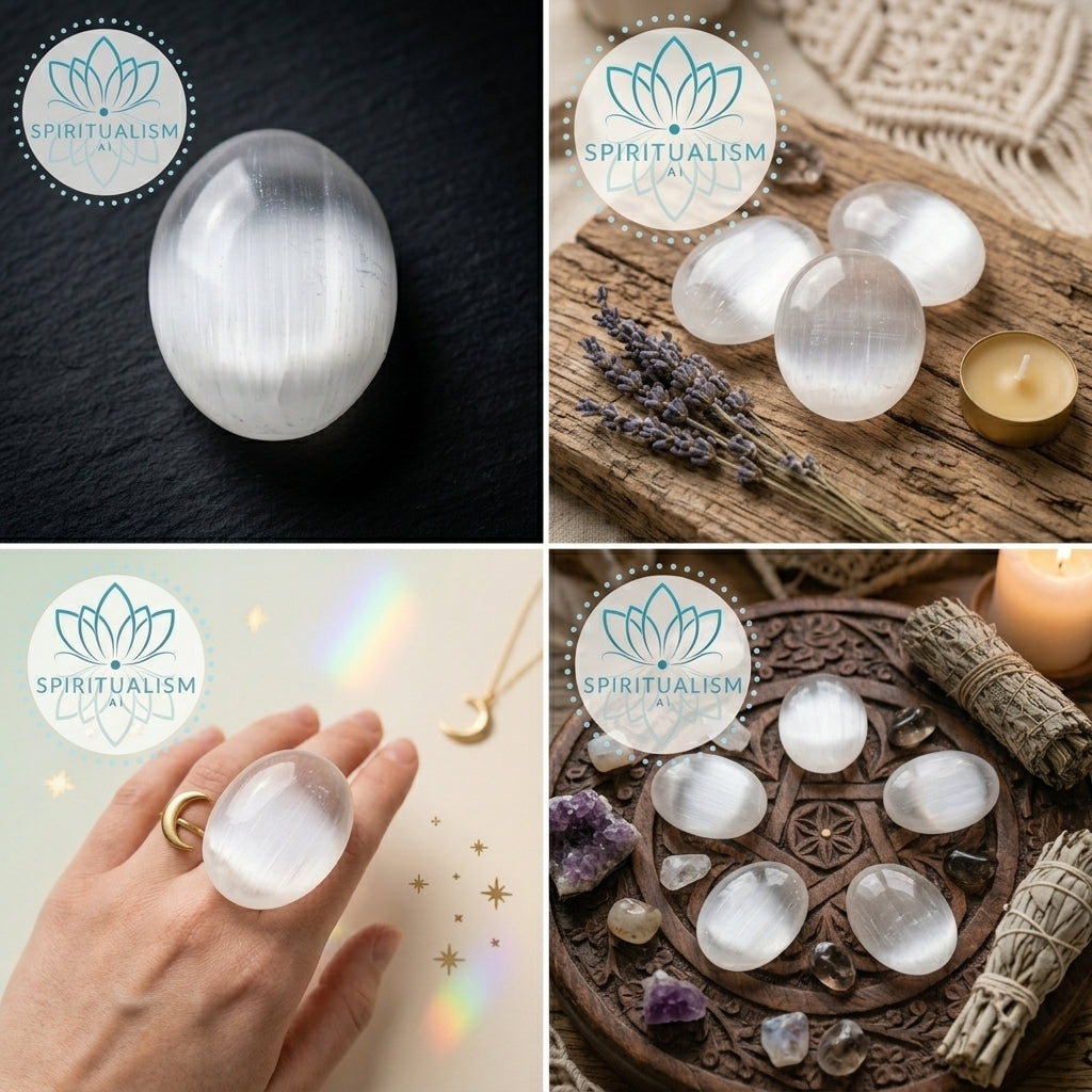 Selenite Palm Stone | Cleansing Crystal | Worry Stone | Stardust Market