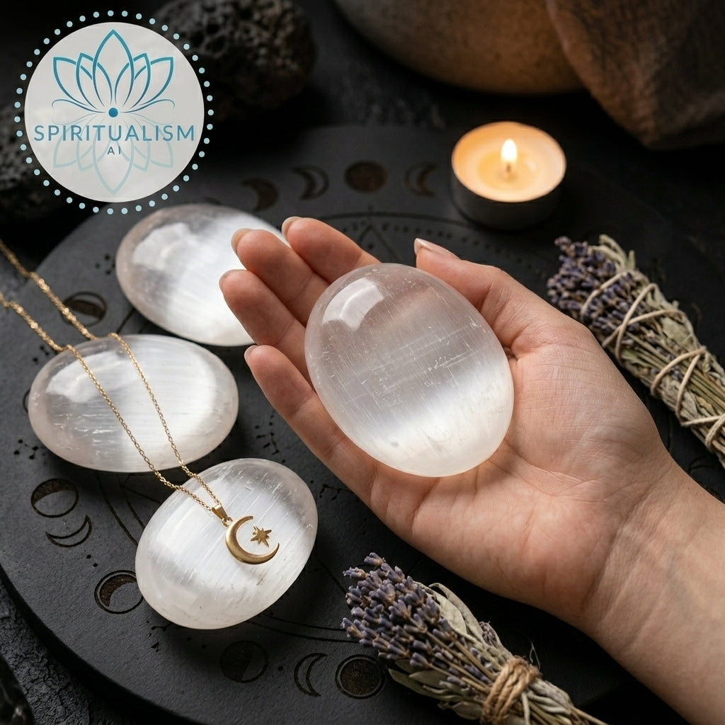 Selenite Palm Stone | Cleansing Crystal | Worry Stone | Stardust Market