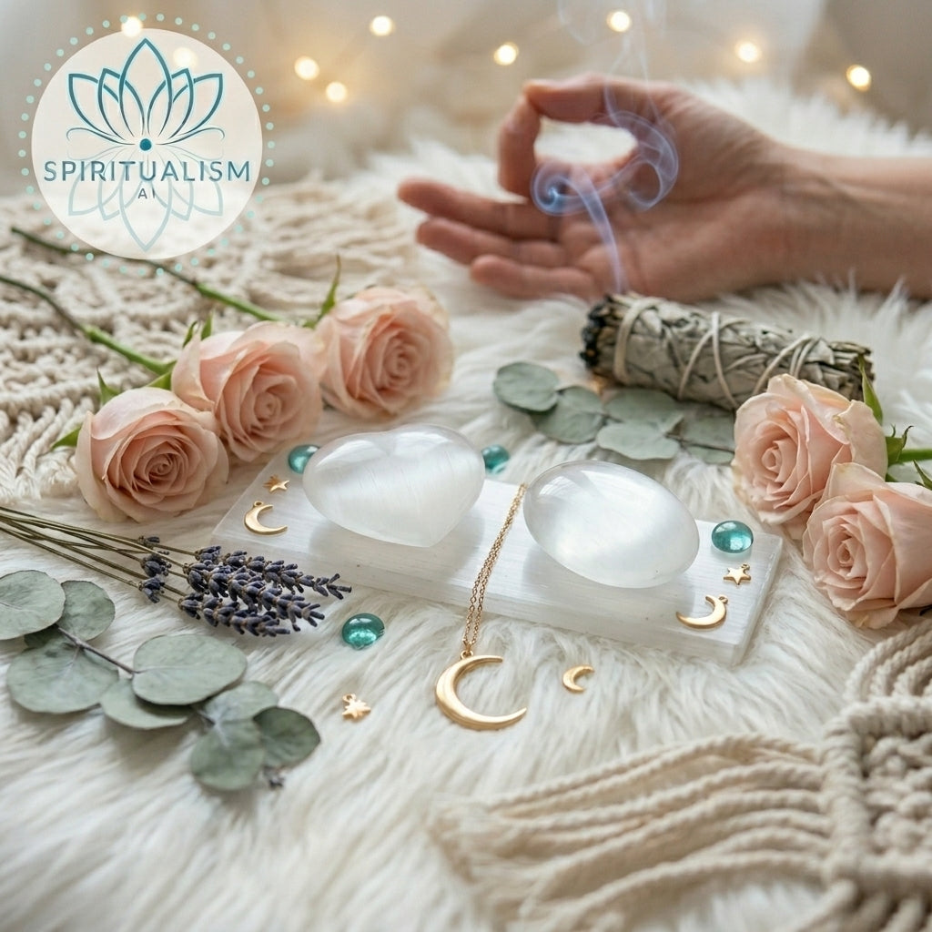 Selenite Gift Set | Palm Stone + Heart + Slab | Crystal Cleansing Bundle | Stardust Market