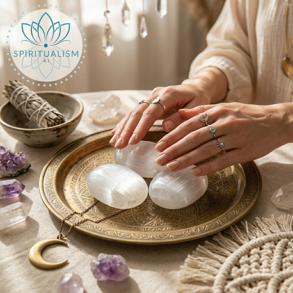 Selenite Palm Stone | Cleansing Crystal | Worry Stone | Stardust Market