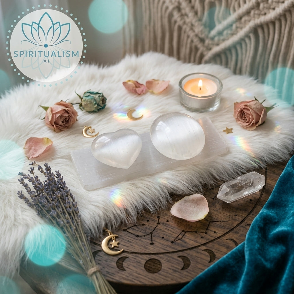 The Sanctuary Set | Selenite Heart + Palm Stone + Slab + Quartz | Crystal Gift Set | Stardust Market