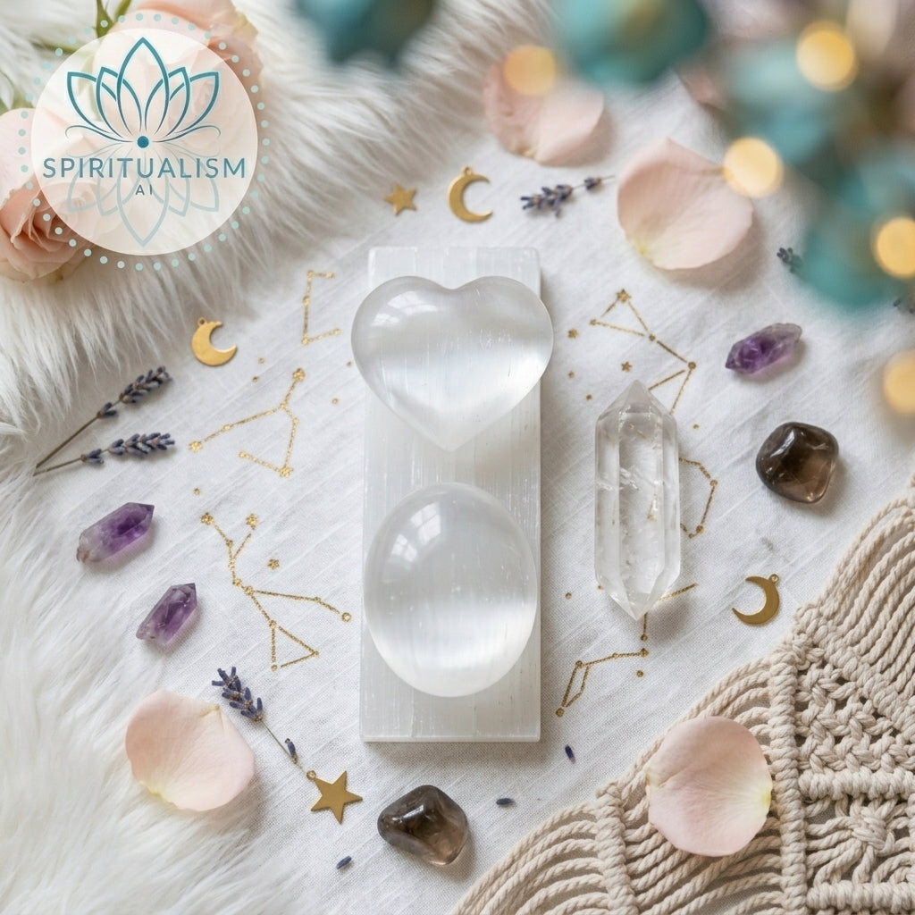 The Sanctuary Set | Selenite Heart + Palm Stone + Slab + Quartz | Crystal Gift Set | Stardust Market