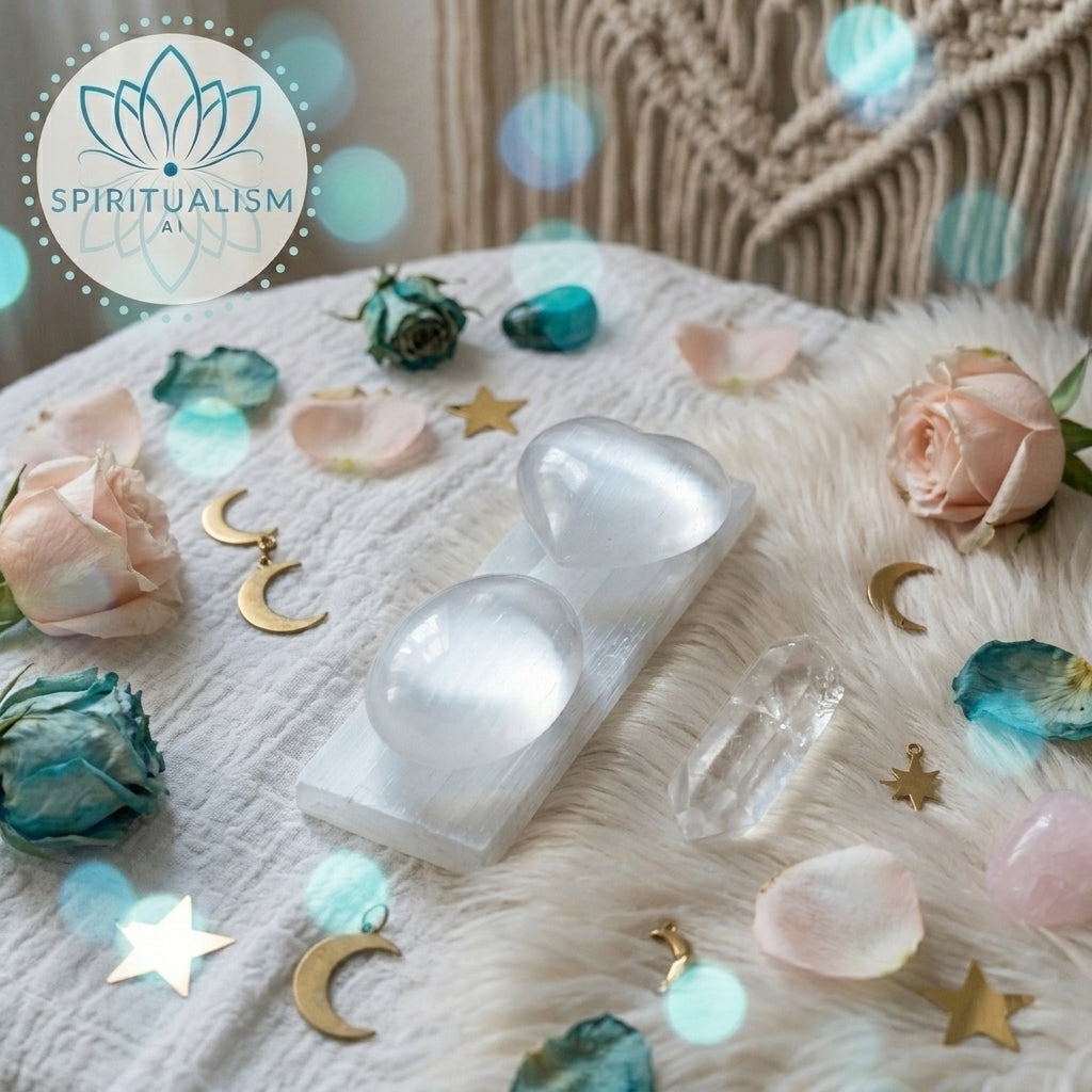 The Sanctuary Set | Selenite Heart + Palm Stone + Slab + Quartz | Crystal Gift Set | Stardust Market