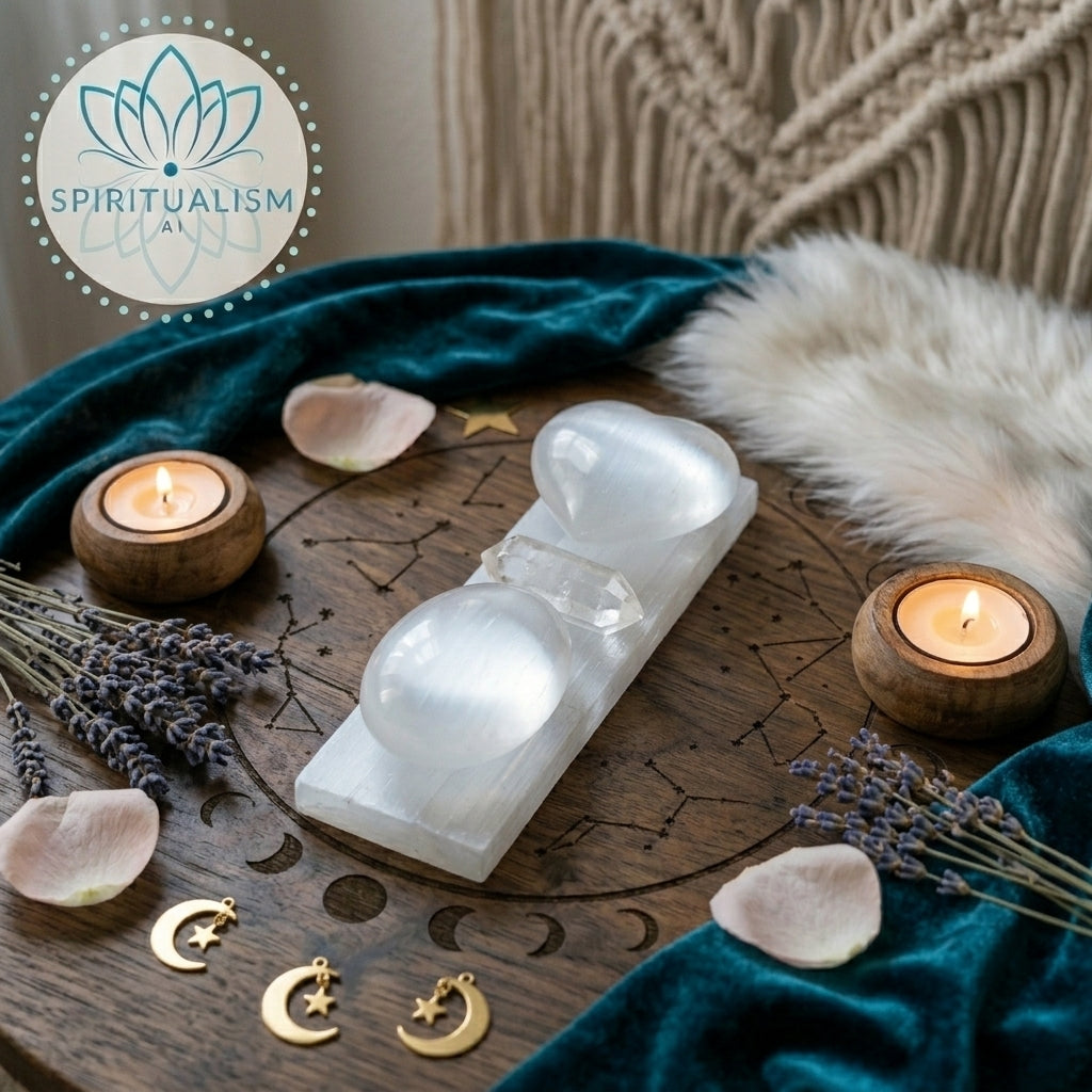 The Sanctuary Set | Selenite Heart + Palm Stone + Slab + Quartz | Crystal Gift Set | Stardust Market