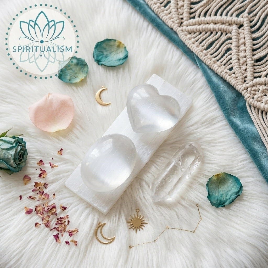The Sanctuary Set | Selenite Heart + Palm Stone + Slab + Quartz | Crystal Gift Set | Stardust Market