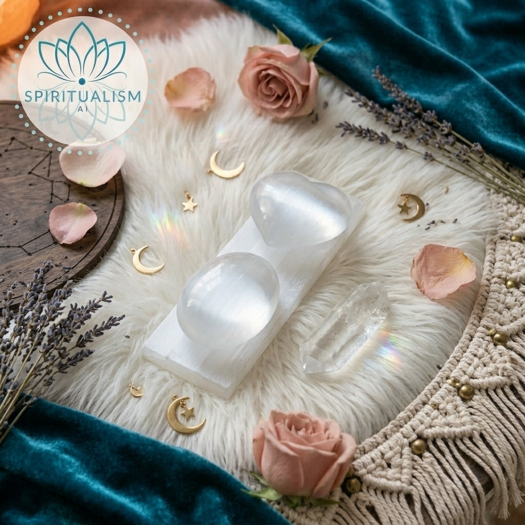 The Sanctuary Set | Selenite Heart + Palm Stone + Slab + Quartz | Crystal Gift Set | Stardust Market