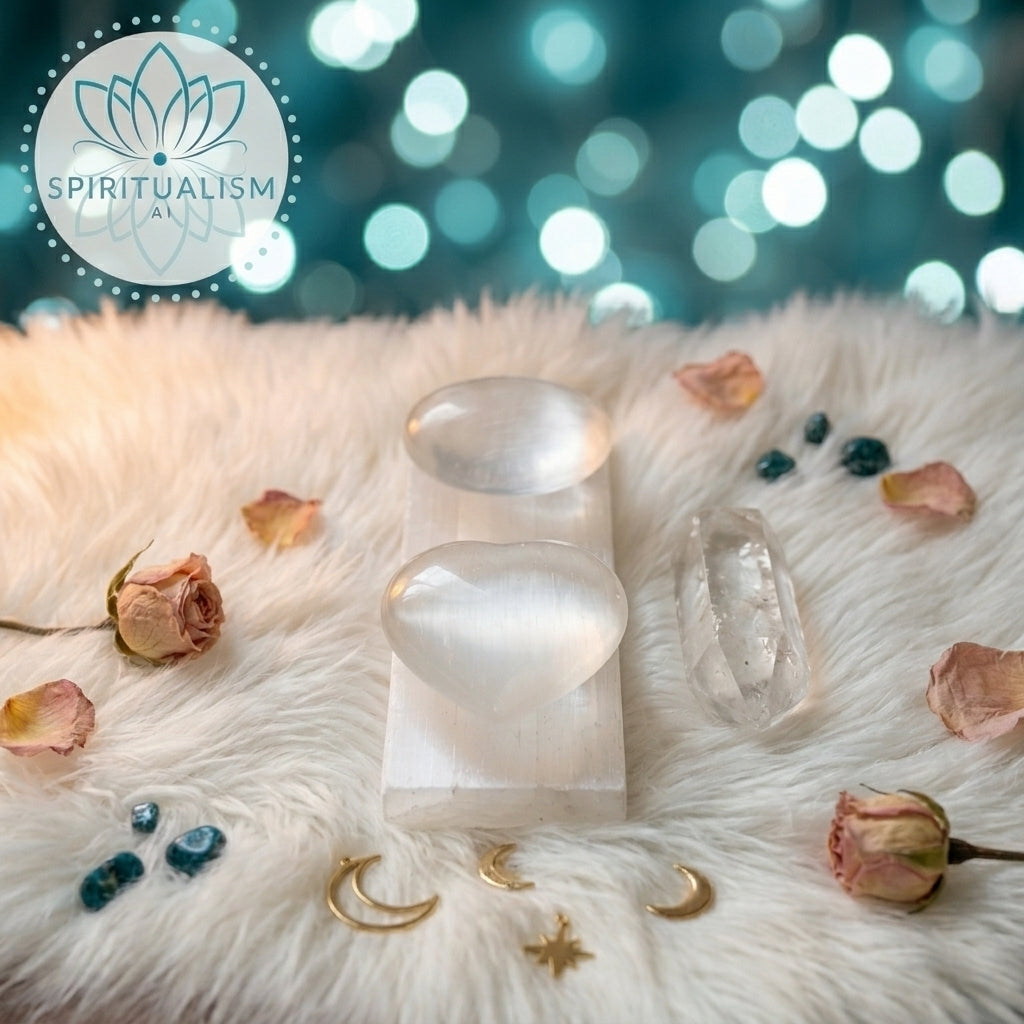The Sanctuary Set | Selenite Heart + Palm Stone + Slab + Quartz | Crystal Gift Set | Stardust Market