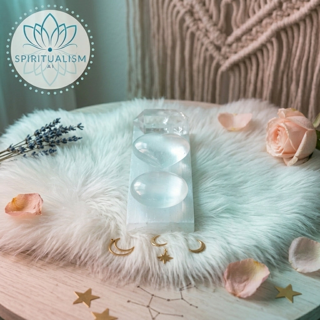 The Sanctuary Set | Selenite Heart + Palm Stone + Slab + Quartz | Crystal Gift Set | Stardust Market