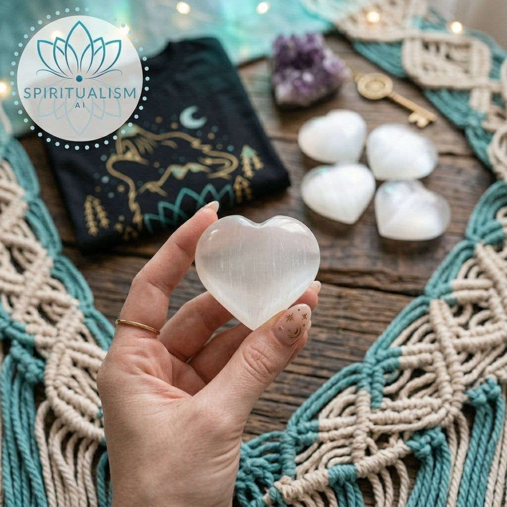 Large Selenite Heart | Cleansing Crystal | Heart Chakra Stone | Stardust Market