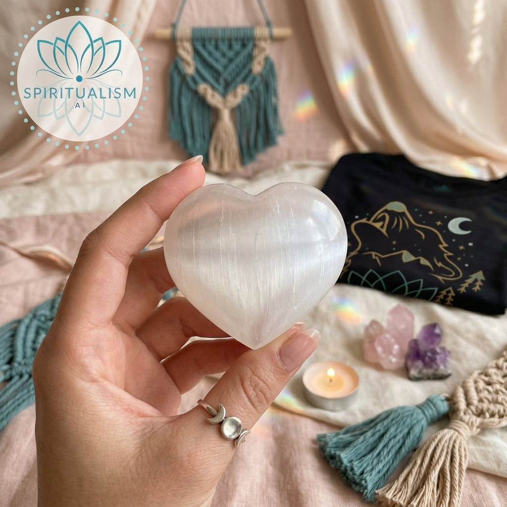 Large Selenite Heart | Cleansing Crystal | Heart Chakra Stone | Stardust Market