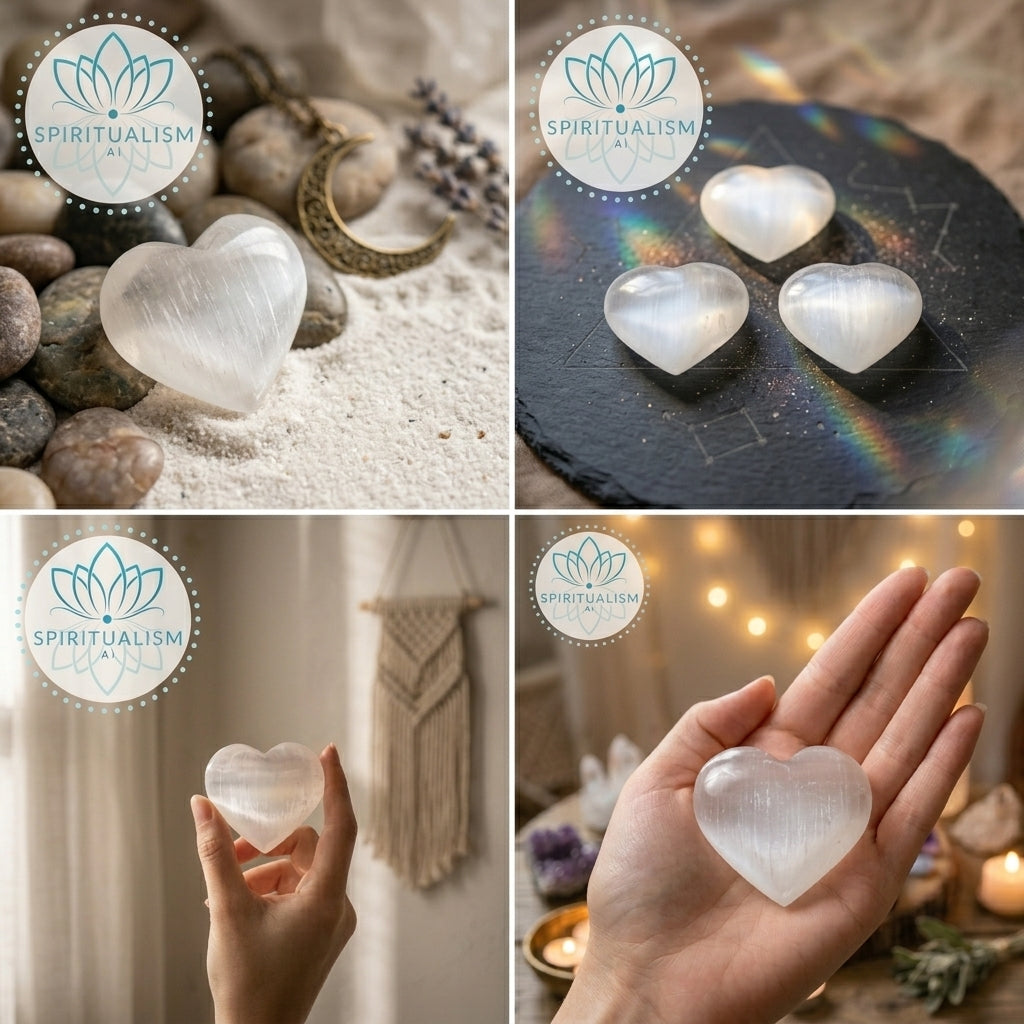 Large Selenite Heart | Cleansing Crystal | Heart Chakra Stone | Stardust Market