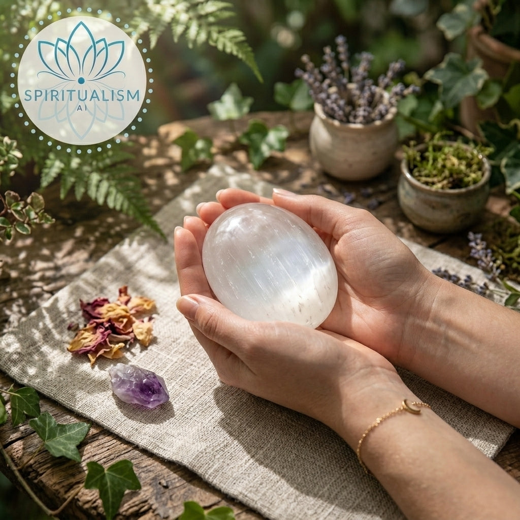 Selenite Palm Stone | Cleansing Crystal | Worry Stone | Stardust Market
