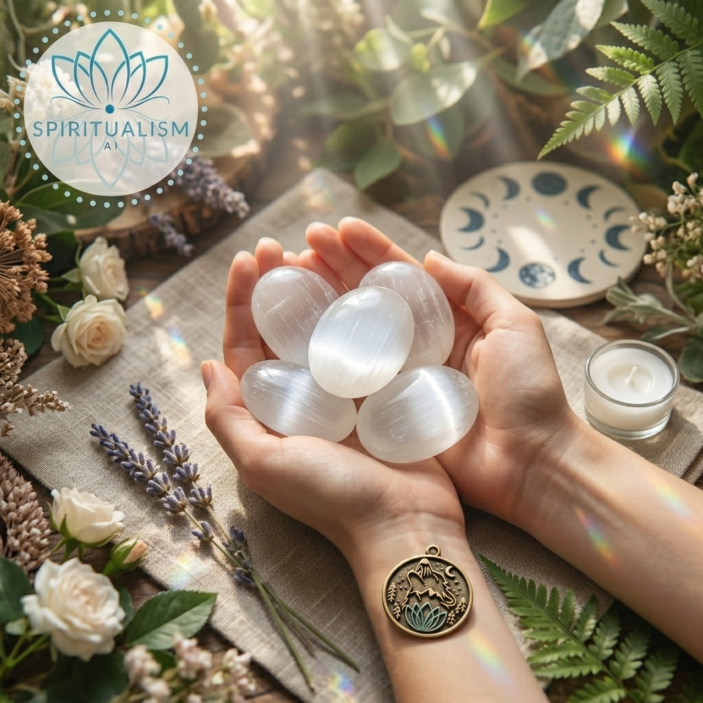 Selenite Palm Stone | Cleansing Crystal | Worry Stone | Stardust Market