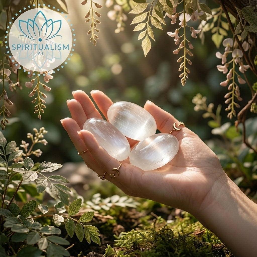 Selenite Palm Stone | Cleansing Crystal | Worry Stone | Stardust Market