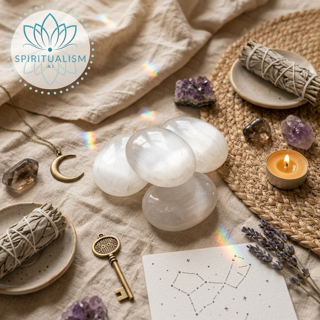Selenite Palm Stone | Cleansing Crystal | Worry Stone | Stardust Market