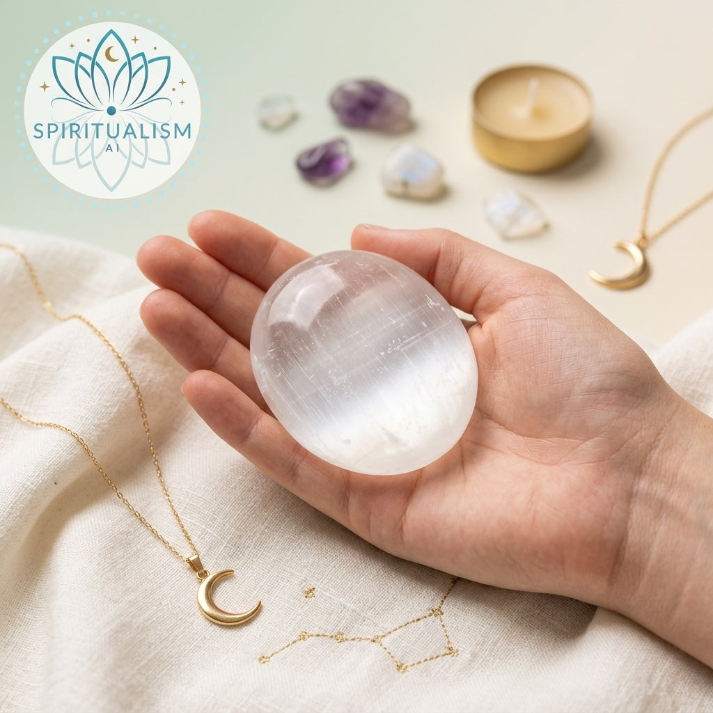 Selenite Palm Stone | Cleansing Crystal | Worry Stone | Stardust Market