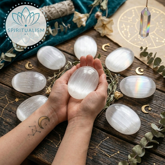 Selenite Palm Stone | Cleansing Crystal | Worry Stone | Stardust Market